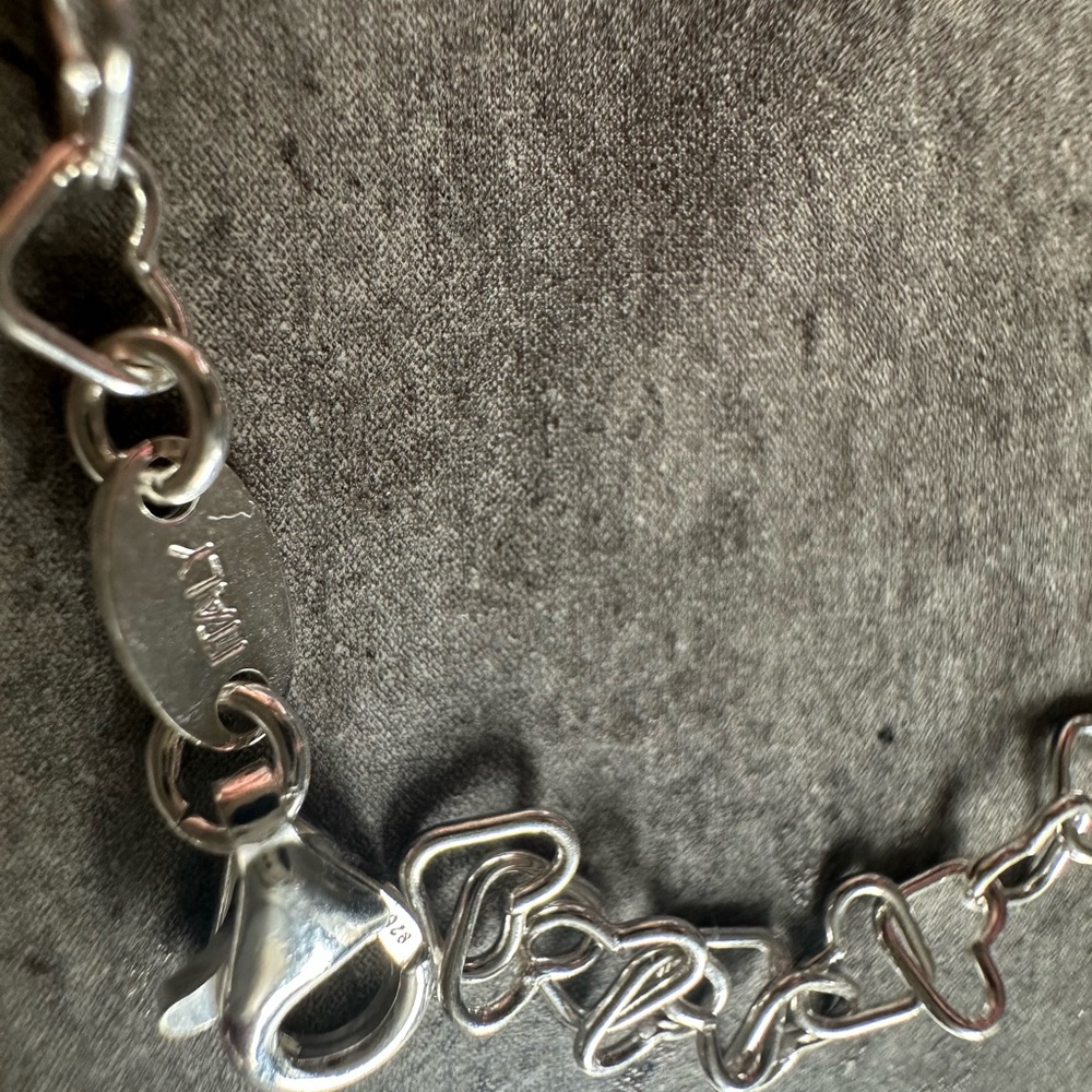 NWOT Sterling Silver 925 Silver Heart Chain Bracelet - Picture 3 of 6